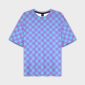 Мужская футболка OVERSIZE 3D с принтом Фиолетовые и голубые квадратики в Петрозаводске,  |  | 