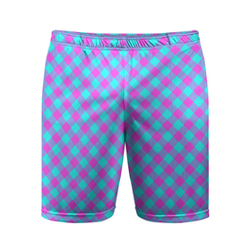 Мужские шорты спортивные с принтом Фиолетовые и голубые квадратики в Екатеринбурге,  |  | Тематика изображения на принте: 