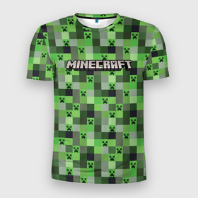 Мужская футболка 3D Slim с принтом Minecraft   пиксельные лица в Курске, 100% полиэстер с улучшенными характеристиками | приталенный силуэт, круглая горловина, широкие плечи, сужается к линии бедра | 