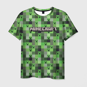 Мужская футболка 3D с принтом Minecraft   пиксельные лица в Курске, 100% полиэфир | прямой крой, круглый вырез горловины, длина до линии бедер | 