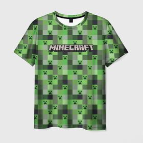 Мужская футболка 3D с принтом Minecraft   пиксельные лица в городе Новоалтайск, 100% полиэфир | прямой крой, круглый вырез горловины, длина до линии бедер | 