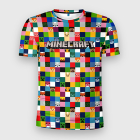 Мужская футболка 3D Slim с принтом Minecraft   пиксельные персонажи в Петрозаводске, 100% полиэстер с улучшенными характеристиками | приталенный силуэт, круглая горловина, широкие плечи, сужается к линии бедра | 