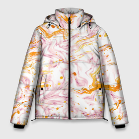 Мужская зимняя куртка 3D с принтом Розовый мрамор с оранжевыми прожилками в Петрозаводске, верх — 100% полиэстер; подкладка — 100% полиэстер; утеплитель — 100% полиэстер | длина ниже бедра, свободный силуэт Оверсайз. Есть воротник-стойка, отстегивающийся капюшон и ветрозащитная планка. 

Боковые карманы с листочкой на кнопках и внутренний карман на молнии. | Тематика изображения на принте: 