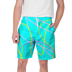 Мужские шорты 3D с принтом Волнистые линии в Тюмени,  полиэстер 100% | прямой крой, два кармана без застежек по бокам. Мягкая трикотажная резинка на поясе, внутри которой широкие завязки. Длина чуть выше колен | 