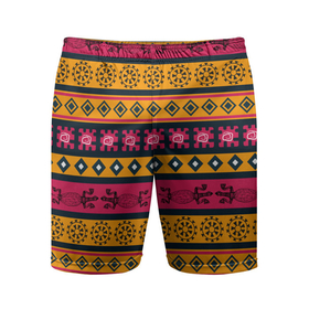 Мужские шорты спортивные с принтом Африканские узоры ромбики и ящерицы в Белгороде,  |  | Тематика изображения на принте: 