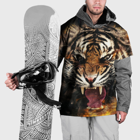 Накидка на куртку 3D с принтом Оскал тигра , 100% полиэстер |  | Тематика изображения на принте: 