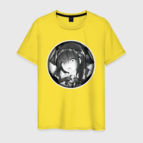 Мужская футболка хлопок с принтом Ахегао девушка в изумлении в Екатеринбурге, 100% хлопок | прямой крой, круглый вырез горловины, длина до линии бедер, слегка спущенное плечо. | Тематика изображения на принте: 