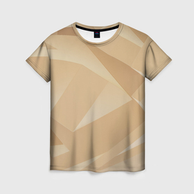 Женская футболка 3D с принтом Золотистые абстрактные геометрические фигуры в Санкт-Петербурге, 100% полиэфир ( синтетическое хлопкоподобное полотно) | прямой крой, круглый вырез горловины, длина до линии бедер | 
