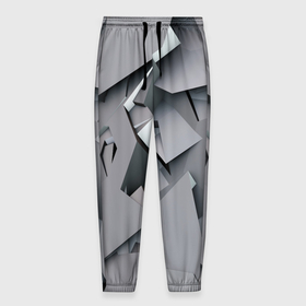 Мужские брюки 3D с принтом Металлическая хаотичная броня в Новосибирске, 100% полиэстер | манжеты по низу, эластичный пояс регулируется шнурком, по бокам два кармана без застежек, внутренняя часть кармана из мелкой сетки | Тематика изображения на принте: 