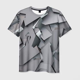 Мужская футболка 3D с принтом Металлическая хаотичная броня в Екатеринбурге, 100% полиэфир | прямой крой, круглый вырез горловины, длина до линии бедер | Тематика изображения на принте: 