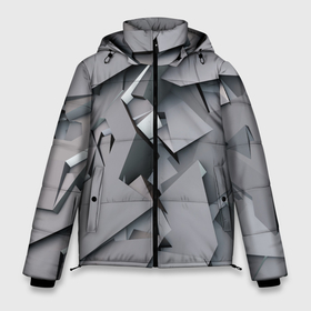 Мужская зимняя куртка 3D с принтом Металлическая хаотичная броня в Новосибирске, верх — 100% полиэстер; подкладка — 100% полиэстер; утеплитель — 100% полиэстер | длина ниже бедра, свободный силуэт Оверсайз. Есть воротник-стойка, отстегивающийся капюшон и ветрозащитная планка. 

Боковые карманы с листочкой на кнопках и внутренний карман на молнии. | Тематика изображения на принте: 