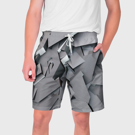 Мужские шорты 3D с принтом Металлическая хаотичная броня в Кировске,  полиэстер 100% | прямой крой, два кармана без застежек по бокам. Мягкая трикотажная резинка на поясе, внутри которой широкие завязки. Длина чуть выше колен | 