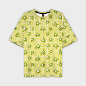 Мужская футболка OVERSIZE 3D с принтом Зеленые одноглазые человечки в Тюмени,  |  | Тематика изображения на принте: 
