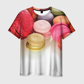 Мужская футболка 3D с принтом Разноцветные макаруны в Кировске, 100% полиэфир | прямой крой, круглый вырез горловины, длина до линии бедер | 