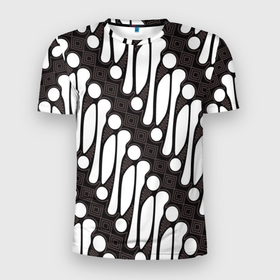 Мужская футболка 3D Slim с принтом Индонезийский батик в Белгороде, 100% полиэстер с улучшенными характеристиками | приталенный силуэт, круглая горловина, широкие плечи, сужается к линии бедра | 