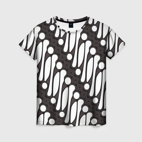 Женская футболка 3D с принтом Индонезийский батик в Белгороде, 100% полиэфир ( синтетическое хлопкоподобное полотно) | прямой крой, круглый вырез горловины, длина до линии бедер | 