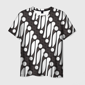 Мужская футболка 3D с принтом Индонезийский батик , 100% полиэфир | прямой крой, круглый вырез горловины, длина до линии бедер | Тематика изображения на принте: 