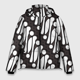 Мужская зимняя куртка 3D с принтом Индонезийский батик в Белгороде, верх — 100% полиэстер; подкладка — 100% полиэстер; утеплитель — 100% полиэстер | длина ниже бедра, свободный силуэт Оверсайз. Есть воротник-стойка, отстегивающийся капюшон и ветрозащитная планка. 

Боковые карманы с листочкой на кнопках и внутренний карман на молнии. | 