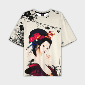 Мужская футболка OVERSIZE 3D с принтом Японская девушка в Кировске,  |  | 