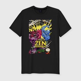 Мужская футболка хлопок Slim с принтом Zen   intergalactic ninja в Курске, 92% хлопок, 8% лайкра | приталенный силуэт, круглый вырез ворота, длина до линии бедра, короткий рукав | Тематика изображения на принте: 