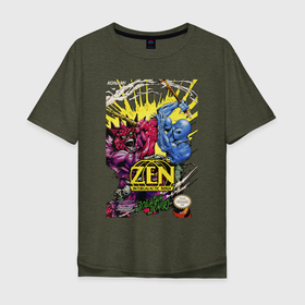 Мужская футболка хлопок Oversize с принтом Zen   intergalactic ninja в Тюмени, 100% хлопок | свободный крой, круглый ворот, “спинка” длиннее передней части | Тематика изображения на принте: 