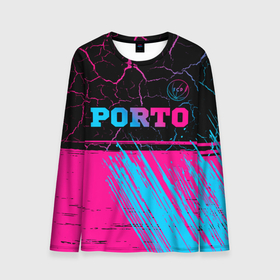 Мужской лонгслив 3D с принтом Porto   neon gradient: символ сверху в Петрозаводске, 100% полиэстер | длинные рукава, круглый вырез горловины, полуприлегающий силуэт | 