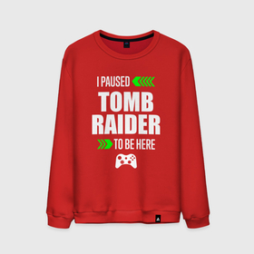 Мужской свитшот хлопок с принтом I paused Tomb Raider to be here с зелеными стрелками в Тюмени, 100% хлопок |  | 