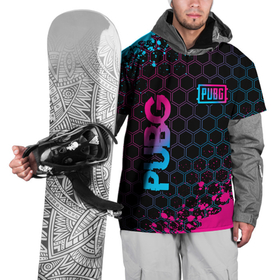 Накидка на куртку 3D с принтом PUBG   neon gradient: надпись, символ , 100% полиэстер |  | Тематика изображения на принте: 