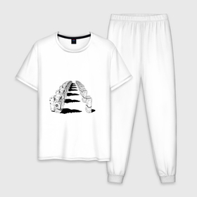 Мужская пижама хлопок с принтом Человек бензопила   Космонавты в Екатеринбурге, 100% хлопок | брюки и футболка прямого кроя, без карманов, на брюках мягкая резинка на поясе и по низу штанин
 | 