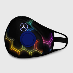 Маска из неопрена с принтом Mercedes   neon pattern в городе Новоалтайск, неопрен 100% | Форма огибающая нос. Резинки для ушей с дополнительной резинкой на затылке. Клапан для выдоха для активного дыхания при занятиях спортом. Эластичный материал маски и окантовки для лучшего растяжения и прилегания маски.  | 