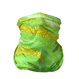 Бандана-труба 3D с принтом Салатовая золотистая абстракция в Тюмени, 100% полиэстер, ткань с особыми свойствами — Activecool | плотность 150‒180 г/м2; хорошо тянется, но сохраняет форму | 