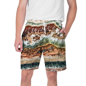 Мужские шорты 3D с принтом Натуральный природный камень агат в Тюмени,  полиэстер 100% | прямой крой, два кармана без застежек по бокам. Мягкая трикотажная резинка на поясе, внутри которой широкие завязки. Длина чуть выше колен | 