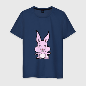 Мужская футболка хлопок с принтом Rabbit Smile в Курске, 100% хлопок | прямой крой, круглый вырез горловины, длина до линии бедер, слегка спущенное плечо. | 