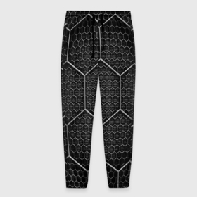 Мужские брюки 3D с принтом Стальные соты в Курске, 100% полиэстер | манжеты по низу, эластичный пояс регулируется шнурком, по бокам два кармана без застежек, внутренняя часть кармана из мелкой сетки | 