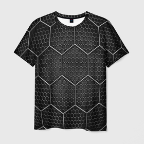 Мужская футболка 3D с принтом Стальные соты , 100% полиэфир | прямой крой, круглый вырез горловины, длина до линии бедер | Тематика изображения на принте: 