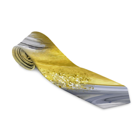 Галстук 3D с принтом Благородный серо золотой мрамор в Кировске, 100% полиэстер | Длина 148 см; Плотность 150-180 г/м2 | 