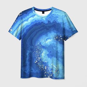 Мужская футболка 3D с принтом Расплескалась синева абстракция в Кировске, 100% полиэфир | прямой крой, круглый вырез горловины, длина до линии бедер | Тематика изображения на принте: 
