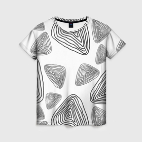 Женская футболка 3D с принтом Чёрные отпечатки древности в Петрозаводске, 100% полиэфир ( синтетическое хлопкоподобное полотно) | прямой крой, круглый вырез горловины, длина до линии бедер | 