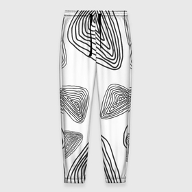 Мужские брюки 3D с принтом Чёрные отпечатки древности в Санкт-Петербурге, 100% полиэстер | манжеты по низу, эластичный пояс регулируется шнурком, по бокам два кармана без застежек, внутренняя часть кармана из мелкой сетки | 