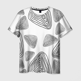 Мужская футболка 3D с принтом Чёрные отпечатки древности в Курске, 100% полиэфир | прямой крой, круглый вырез горловины, длина до линии бедер | 