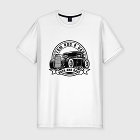 Мужская футболка хлопок Slim с принтом Custom rod  Garage   Rock and Race в Тюмени, 92% хлопок, 8% лайкра | приталенный силуэт, круглый вырез ворота, длина до линии бедра, короткий рукав | 
