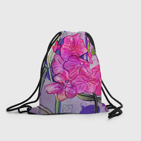 Рюкзак-мешок 3D с принтом Капли цветов , 100% полиэстер | плотность ткани — 200 г/м2, размер — 35 х 45 см; лямки — толстые шнурки, застежка на шнуровке, без карманов и подкладки | Тематика изображения на принте: 