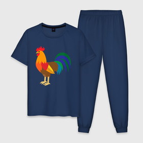 Мужская пижама хлопок с принтом Петух в Кировске, 100% хлопок | брюки и футболка прямого кроя, без карманов, на брюках мягкая резинка на поясе и по низу штанин
 | 