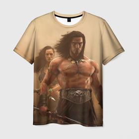 Мужская футболка 3D с принтом Conan Barbarian в Новосибирске, 100% полиэфир | прямой крой, круглый вырез горловины, длина до линии бедер | 