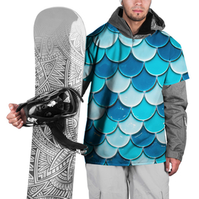 Накидка на куртку 3D с принтом Голубая чешуя в Курске, 100% полиэстер |  | Тематика изображения на принте: 
