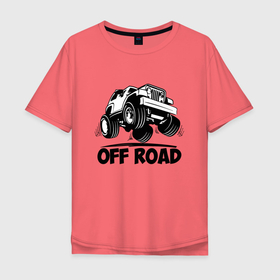 Мужская футболка хлопок Oversize с принтом Off road   Jeep Chrysler в Кировске, 100% хлопок | свободный крой, круглый ворот, “спинка” длиннее передней части | 