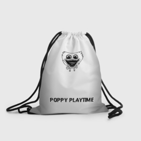 Рюкзак-мешок 3D с принтом Poppy Playtime glitch на светлом фоне: символ, надпись в Новосибирске, 100% полиэстер | плотность ткани — 200 г/м2, размер — 35 х 45 см; лямки — толстые шнурки, застежка на шнуровке, без карманов и подкладки | 