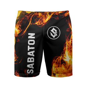 Мужские шорты спортивные с принтом Sabaton и пылающий огонь в Курске,  |  | 