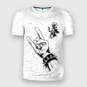 Мужская футболка 3D Slim с принтом Iron Maiden и рок символ в Белгороде, 100% полиэстер с улучшенными характеристиками | приталенный силуэт, круглая горловина, широкие плечи, сужается к линии бедра | 