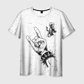 Мужская футболка 3D с принтом Iron Maiden и рок символ в Санкт-Петербурге, 100% полиэфир | прямой крой, круглый вырез горловины, длина до линии бедер | Тематика изображения на принте: 